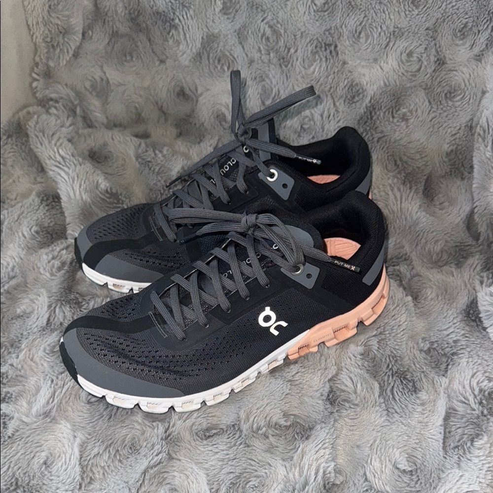 On Cloud Black and Pink Athletic Shoes with CloudTec Cushioning
